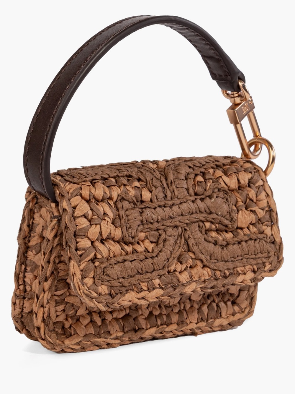 Adorable Sam Edelman Brown Woven Raffia Top-Handle Mini Wallet